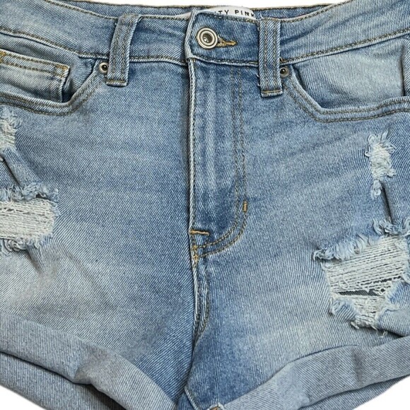 CELEBRITY PINK THE ICONIC DISTRESSED CUFFED DEMIN SHORTS SIZE 1/25 - Picture 3 of 12